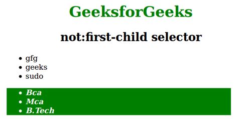 css not first child.